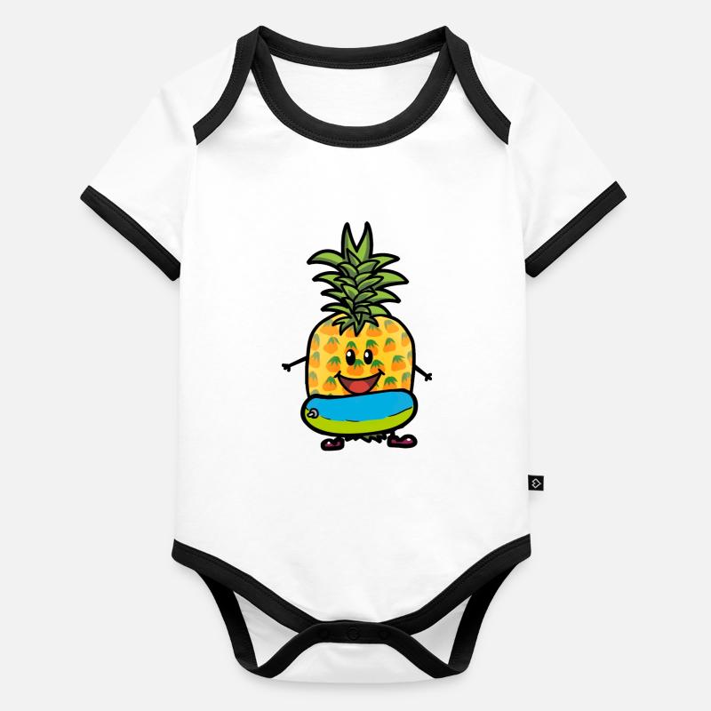 Vitamines Active Ananas Vacances d’été Fruit Fruit Body Bébé bio contrasté manches courtes