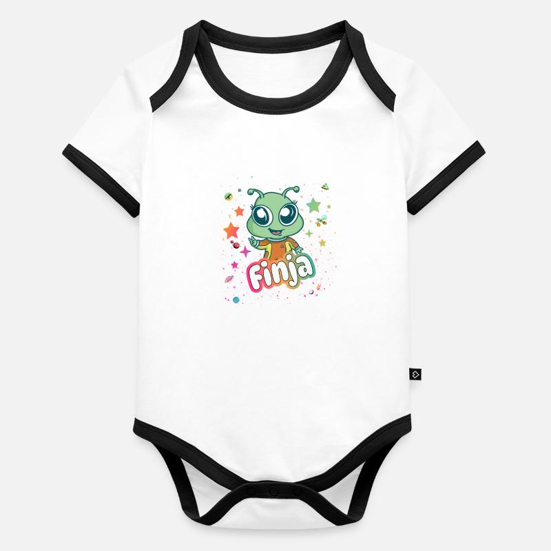 FINJA - Beau nom de fille avec extraterrestre mignon Body Bébé bio contrasté manches courtes