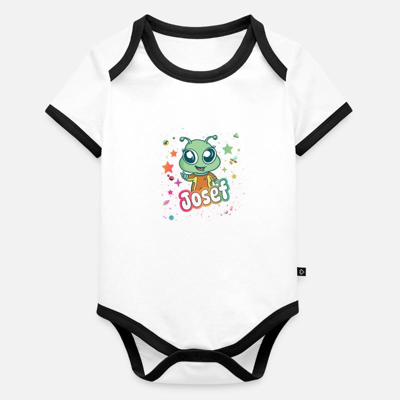 JOSEF - Beau nom de garçon avec un extraterrestre mignon Body Bébé bio contrasté manches courtes
