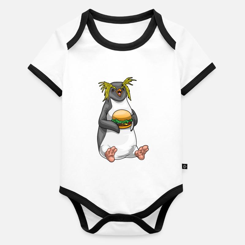 Pinguin Cheeseburger Baby Bio-Kurzarm-Kontrastbody