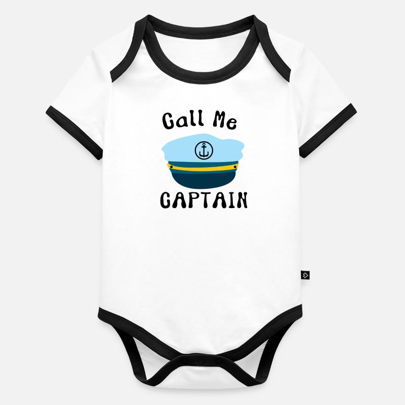 Appelez-moi le capitaine Kaptain Sea Ship Body Bébé bio contrasté manches courtes