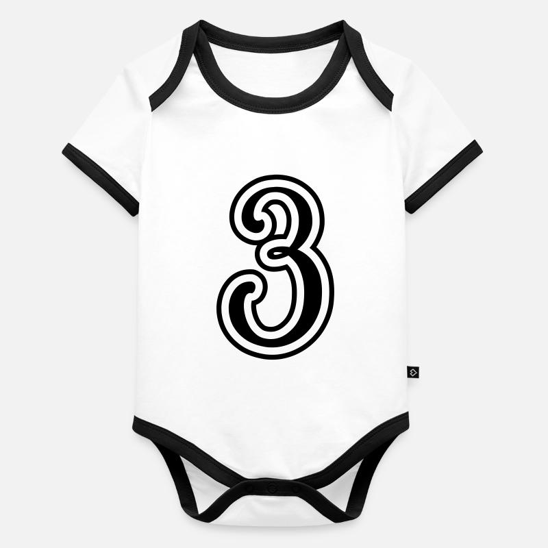 3 Numéro de numéro Body Bébé bio contrasté manches courtes