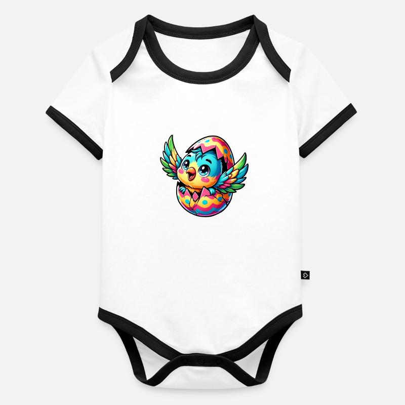 Easter Parrot Hatches from Egg Organic Baby Contrasting Bodysuit