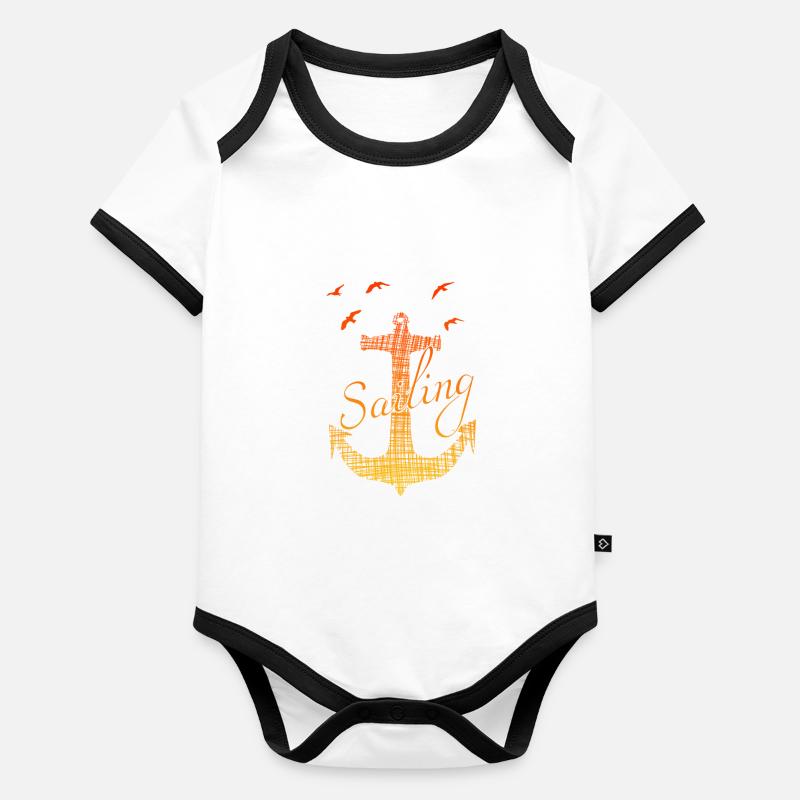 Sailing - Segeln - Segelschiff - Maritim Baby Bio-Kurzarm-Kontrastbody