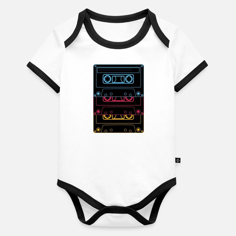 Rétro cassette de néon Old School Playlist Body Bébé bio contrasté manches courtes