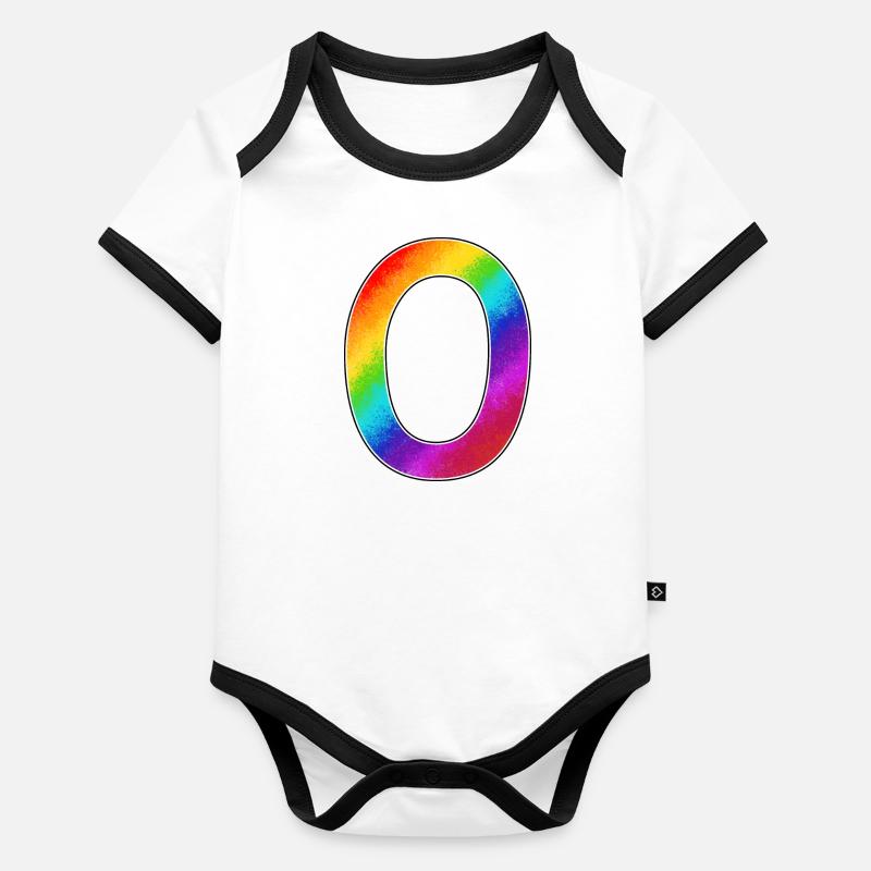 Regenbogen Null Geburtstag Baby Bio-Kurzarm-Kontrastbody