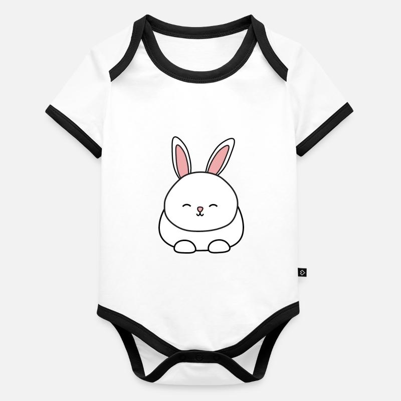 Hase sitzt Baby Bio-Kurzarm-Kontrastbody
