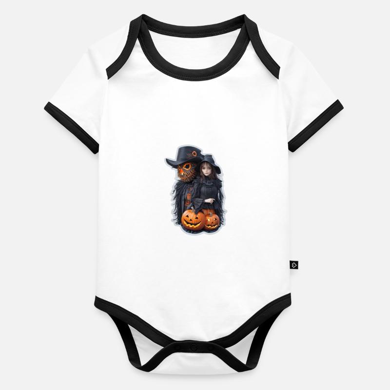 Halloween Vogelscheuche Baby Bio-Kurzarm-Kontrastbody