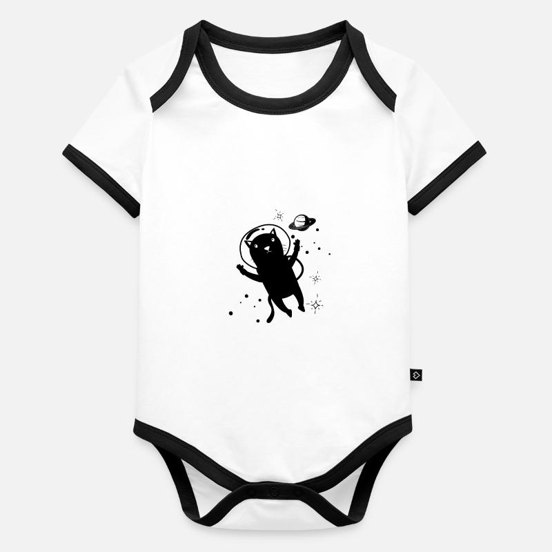 drôle de chat astronaute Body Bébé bio contrasté manches courtes