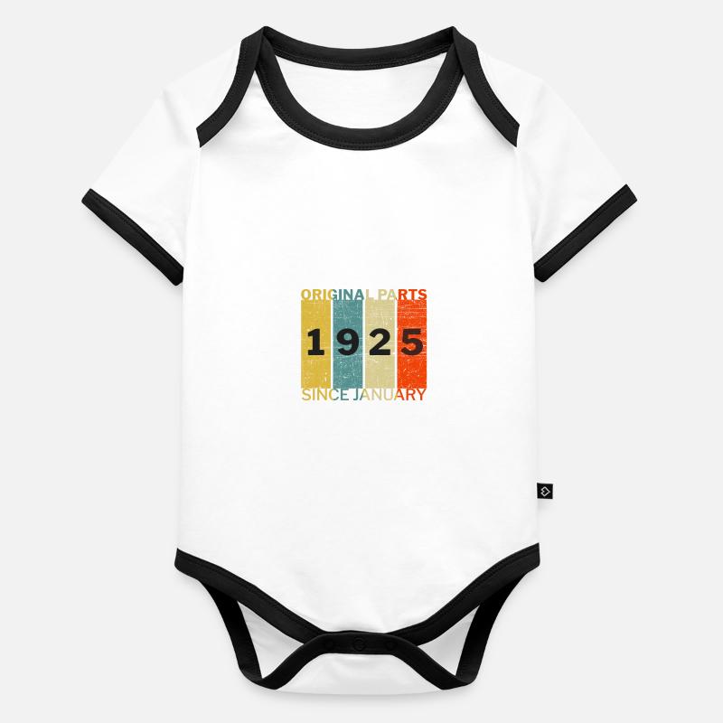 Né en janvier 1925 Drôle d’anniversaire Retro Citation Body Bébé bio contrasté manches courtes