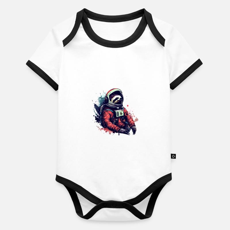 Sloth Astronaut - A Space Trip In Organic Baby Contrasting Bodysuit