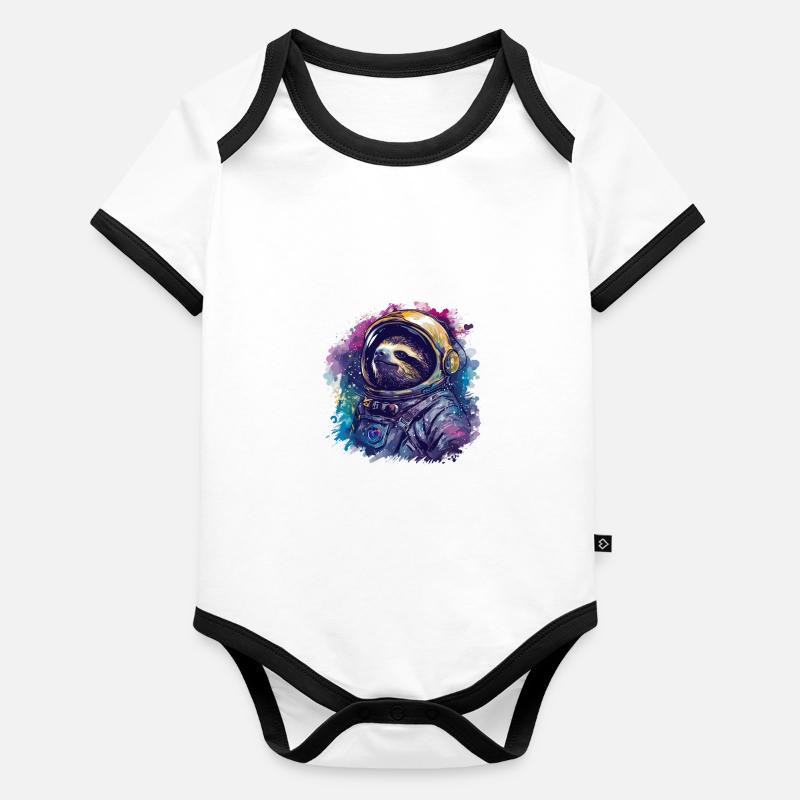 Faultier-Astronaut - Eine Weltraumreise In Baby Bio-Kurzarm-Kontrastbody