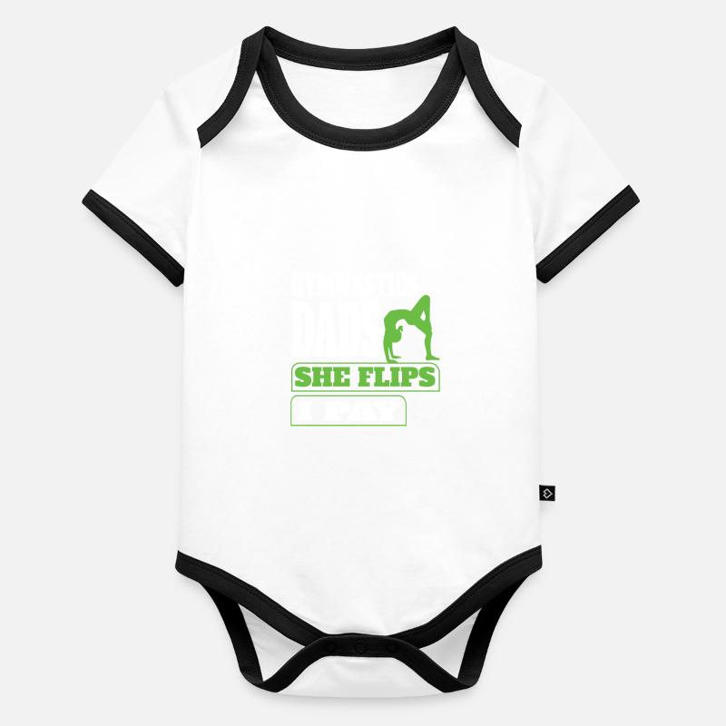 Gymnastics dad support with pride Organic Baby Contrasting Bodysuit