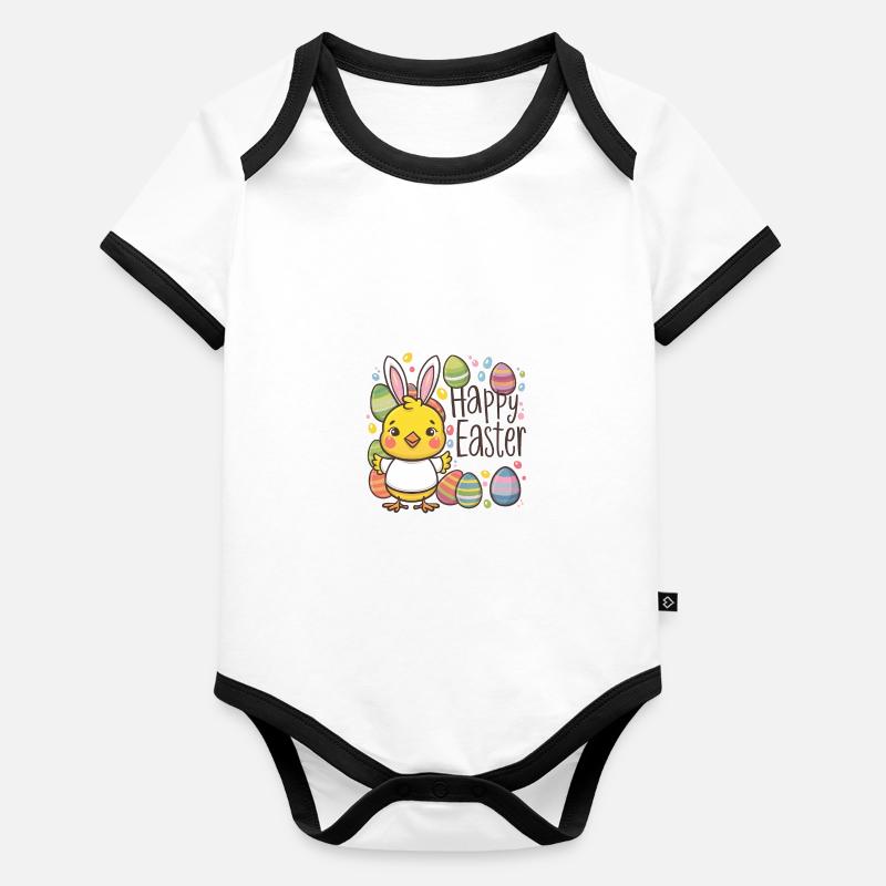 Joyeuses Pâques Body Bébé bio contrasté manches courtes