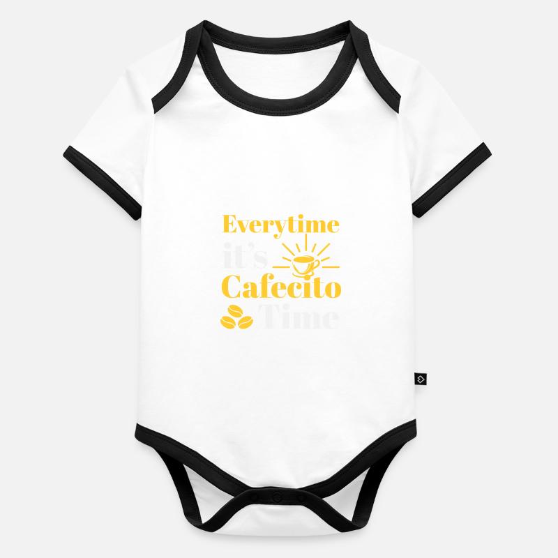 Cafecito Lover Drinking Cafecito Mix Cuban Coffee Organic Baby Contrasting Bodysuit