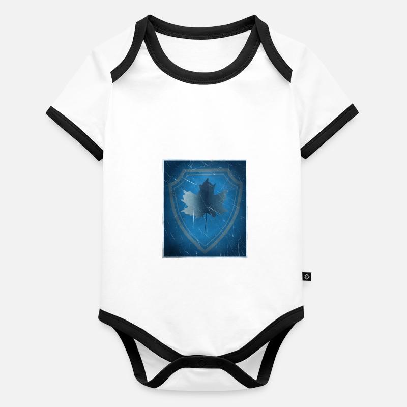 Coat of arms with red maple leaf Organic Baby Contrasting Bodysuit