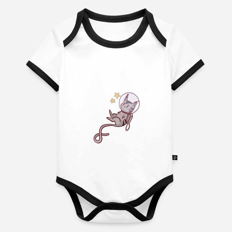 space cat Baby Bio-Kurzarm-Kontrastbody