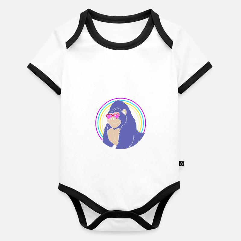 Gorille Body Bébé bio contrasté manches courtes