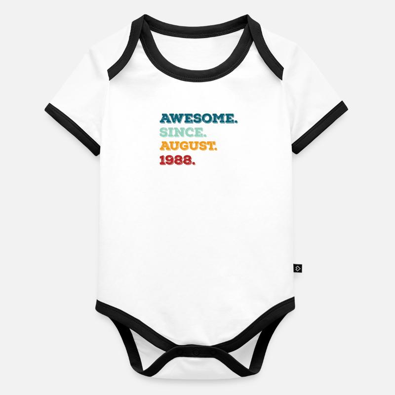 August 1988 - Geburtstag im August Baby Bio-Kurzarm-Kontrastbody