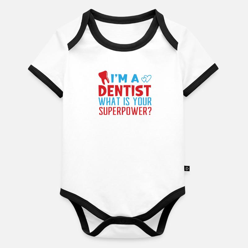 Assistante dentaire Dentiste Dent Body Bébé bio contrasté manches courtes