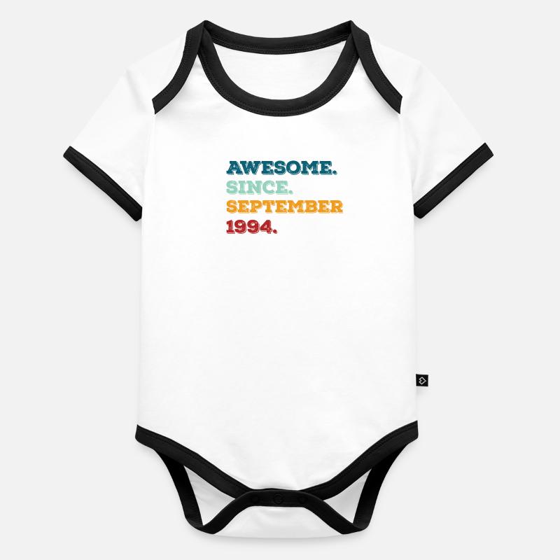 Anniversaire Septembre 1994 Naissance Année de naissance Body Bébé bio contrasté manches courtes