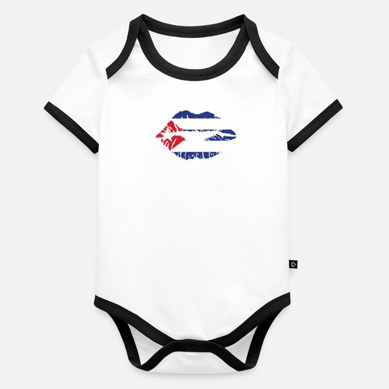 Drapeau de Cuba Drapeau du cœur Cubains Body Bébé bio contrasté manches courtes