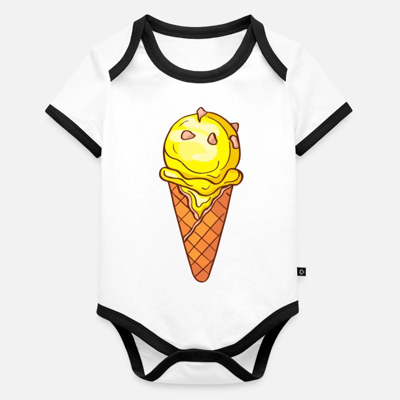 Crème glacée, crème glacée, crème glacée, crème glacée, boule, crème glacée, sundae Body Bébé bio contrasté manches courtes