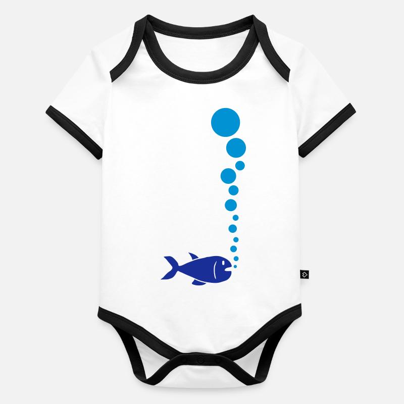Fish And Bubbles Body Bébé bio contrasté manches courtes