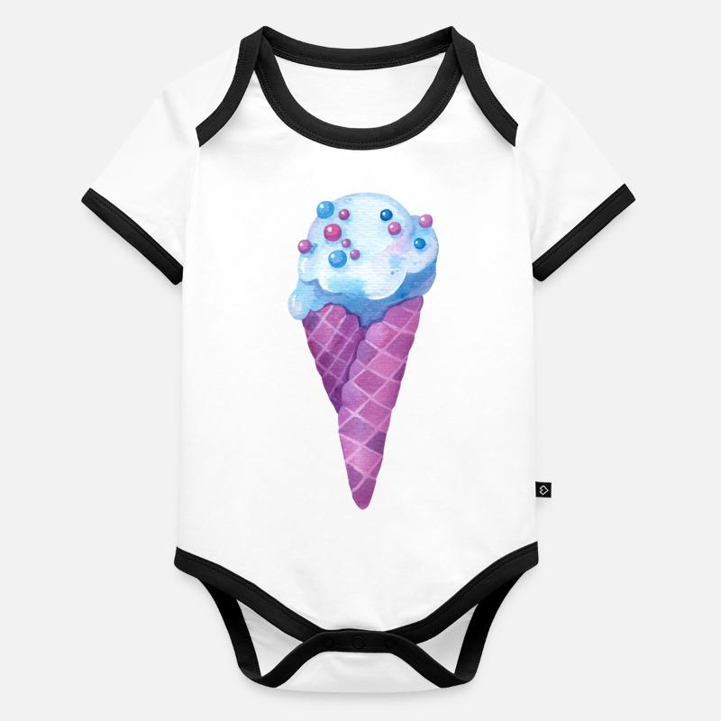 Cornet de crème glacée Body Bébé bio contrasté manches courtes