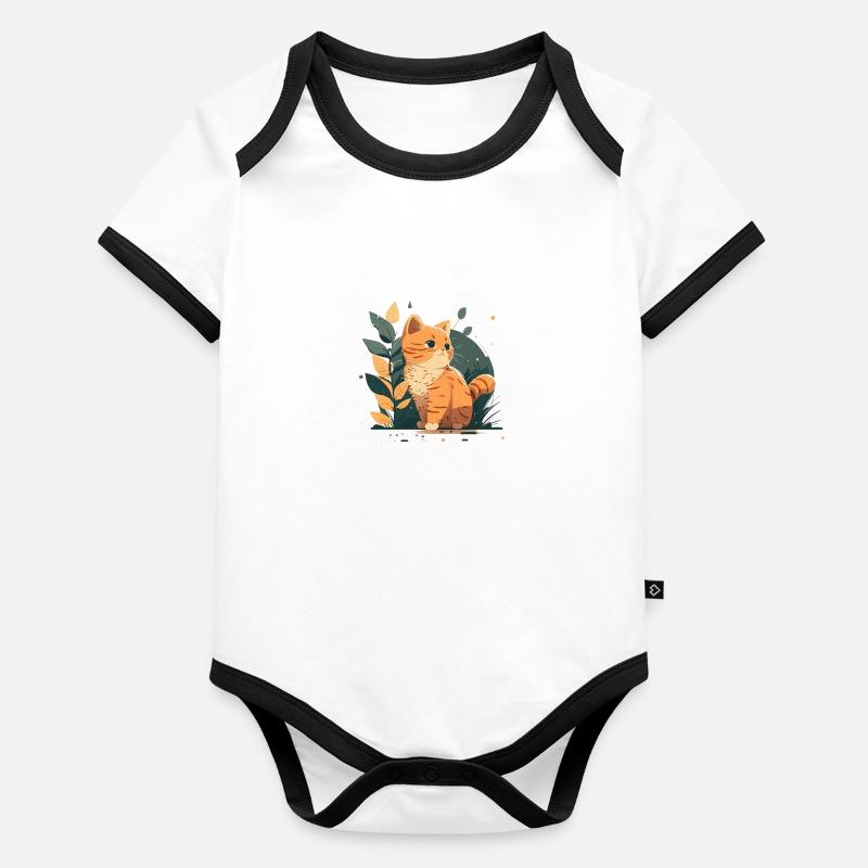 CAT MOM Body Bébé bio contrasté manches courtes
