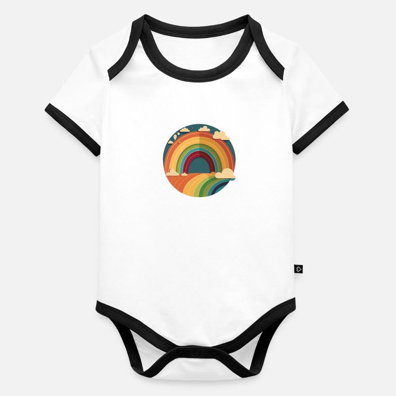 ARC-EN-CIEL Body Bébé bio contrasté manches courtes