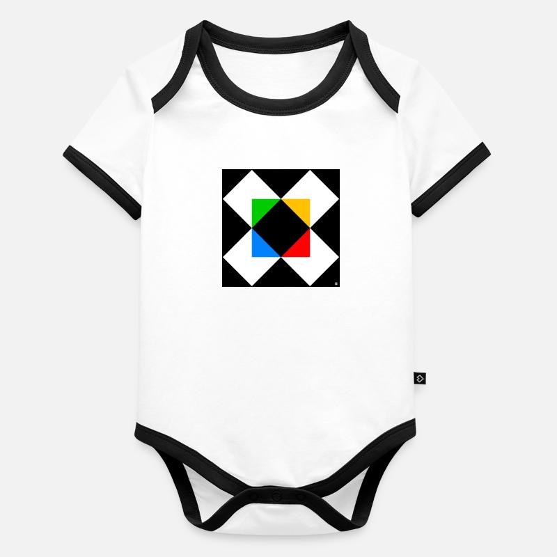 Triangle au carré 2 Body Bébé bio contrasté manches courtes
