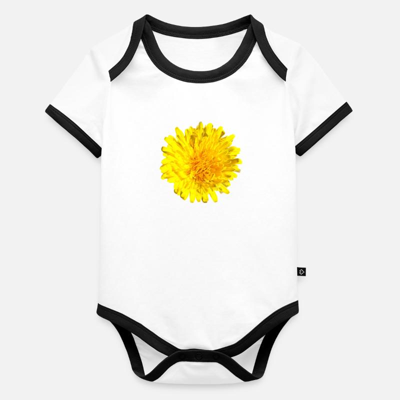 Fleur de pissenlit Fleur jaune Body Bébé bio contrasté manches courtes
