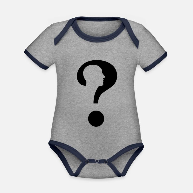 Point d'interrogation | Illusion d'optique - Body Bébé bio contrasté manches courtes - gris chiné/bleu marine