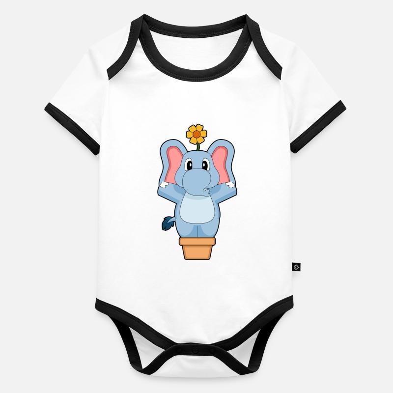 Elephant Flower Organic Baby Contrasting Bodysuit