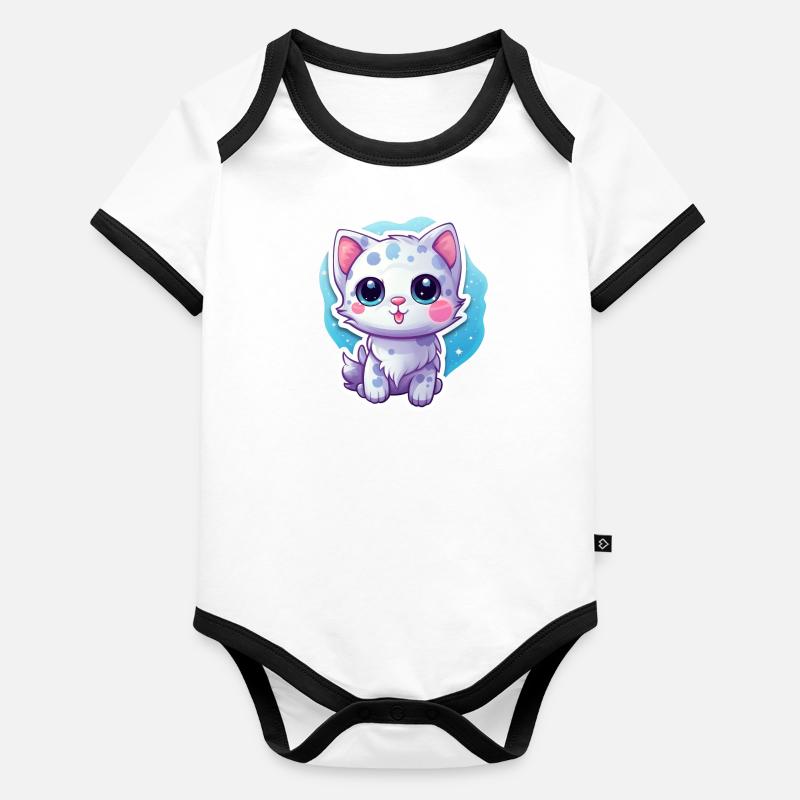 "Space Kitty: Floatastic & Adorable!" - Baby Bio-Kurzarm-Kontrastbody - 