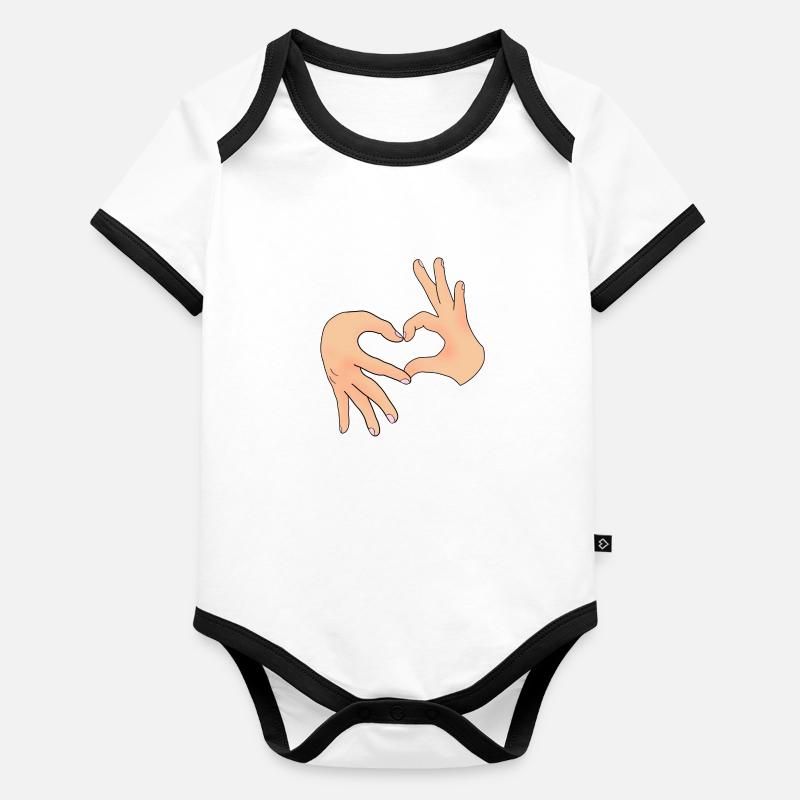 Koreanisches Herzzeichen Baby Bio-Kurzarm-Kontrastbody