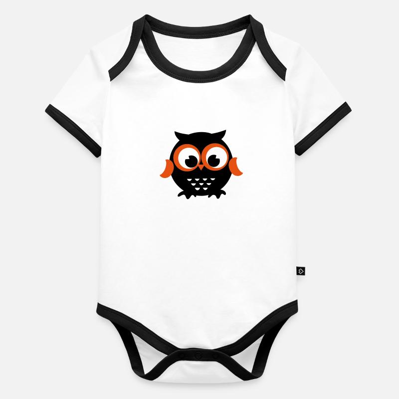 Chouette Body Bébé bio contrasté manches courtes