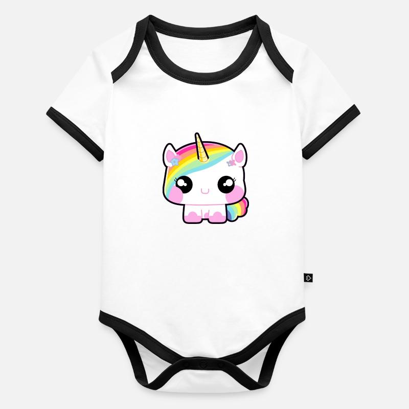 Bébé licorne Body Bébé bio contrasté manches courtes