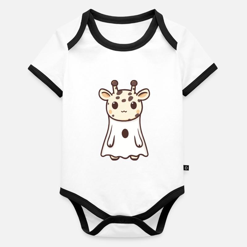 Giraffe Halloween Comic Geist Baby Bio-Kurzarm-Kontrastbody