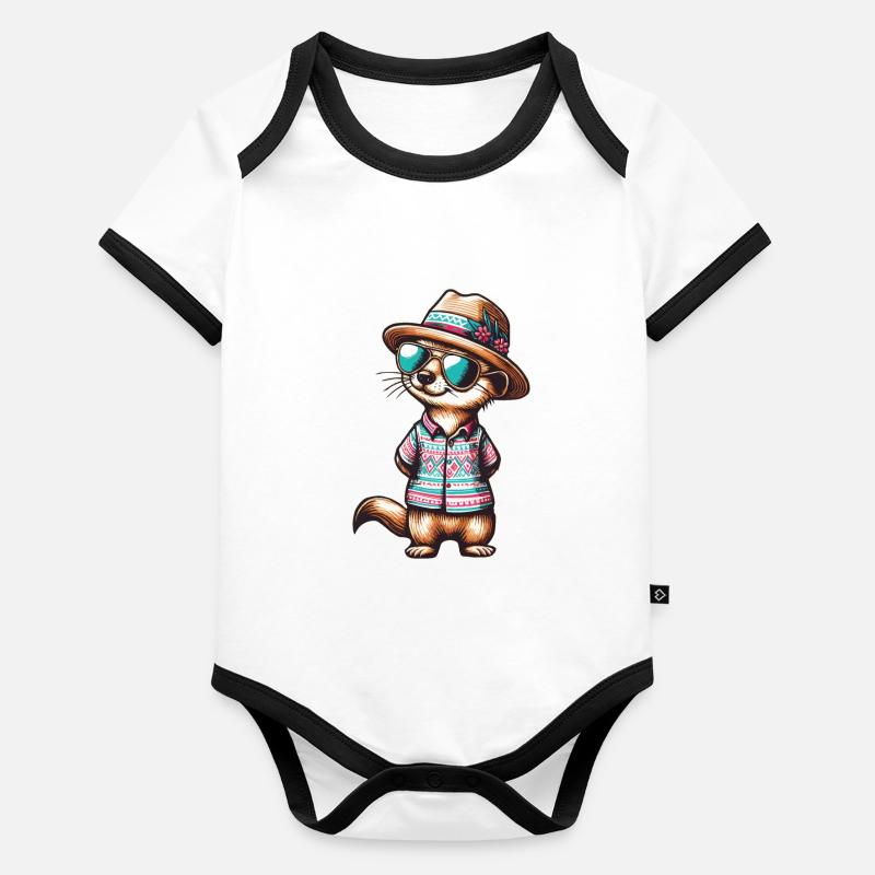 Erdmännchen im Sommer Baby Bio-Kurzarm-Kontrastbody