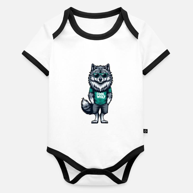 Loup cool Body Bébé bio contrasté manches courtes