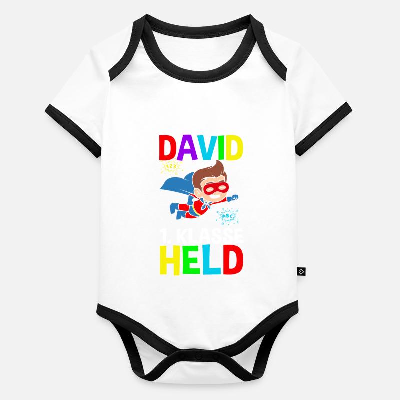 Écolier David Héros de 1ère année Body Bébé bio contrasté manches courtes