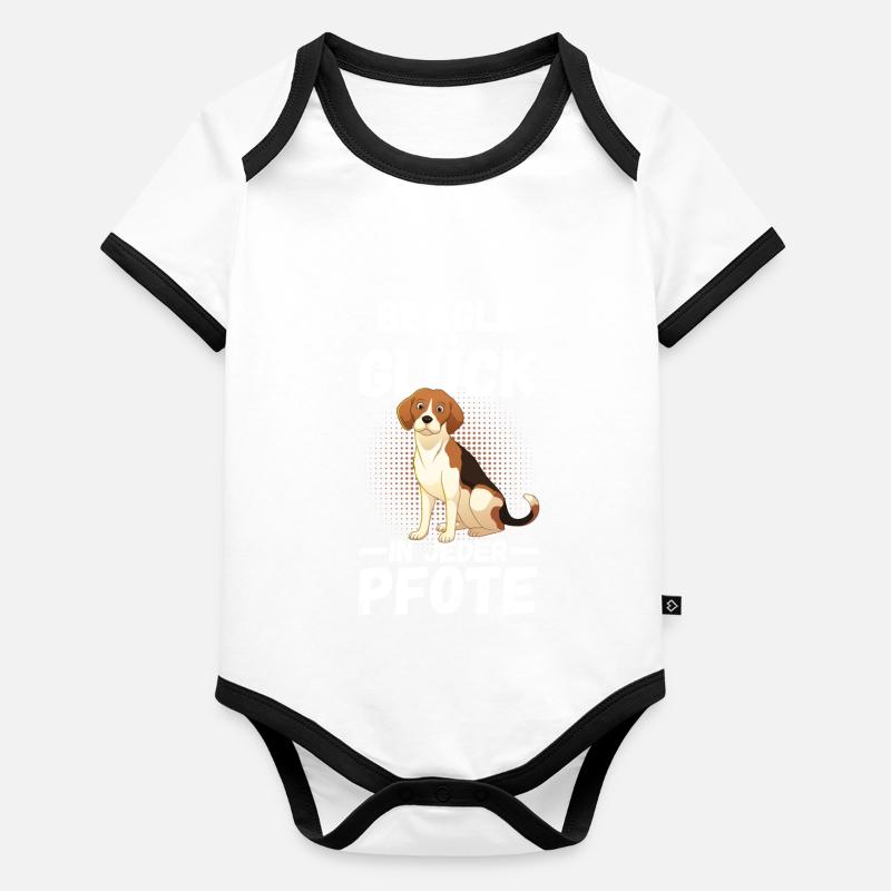 Chien Beagle Body Bébé bio contrasté manches courtes