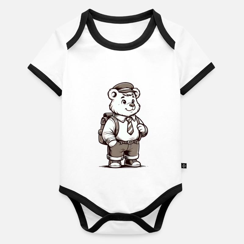 Mignon écolier ours Body Bébé bio contrasté manches courtes