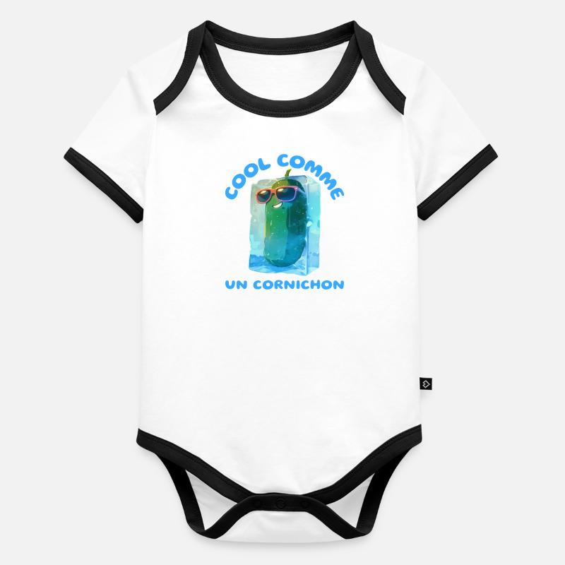 Cool comme un cornichon Body Bébé bio contrasté manches courtes