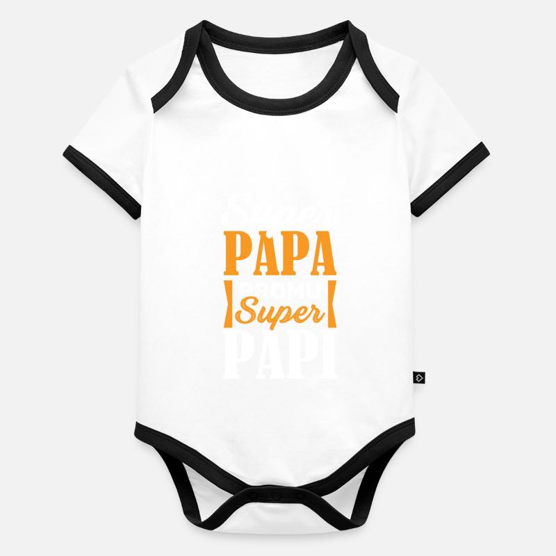 Promu super papi grossesse grands parents drole Body Bébé bio contrasté manches courtes