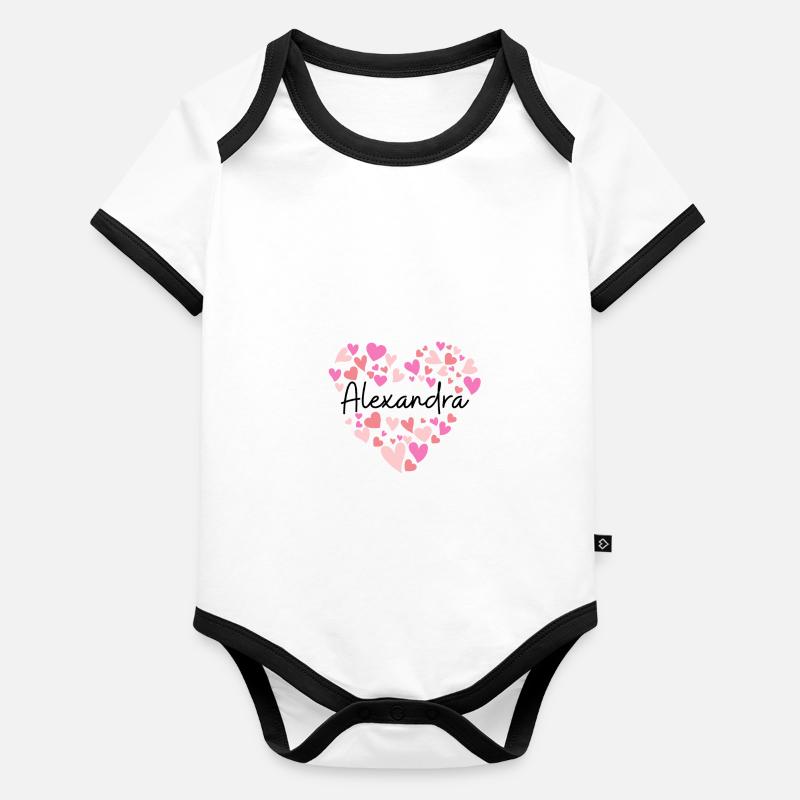 cœurs pour Alexandra Body Bébé bio contrasté manches courtes