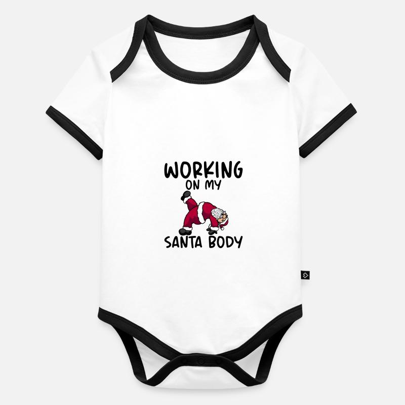 Working On My Santa Body Baby Bio-Kurzarm-Kontrastbody