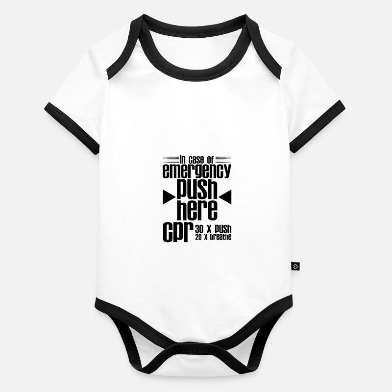In Case Of Emergency, Push Here, Cpr 4 Organic Baby Contrasting Bodysuit